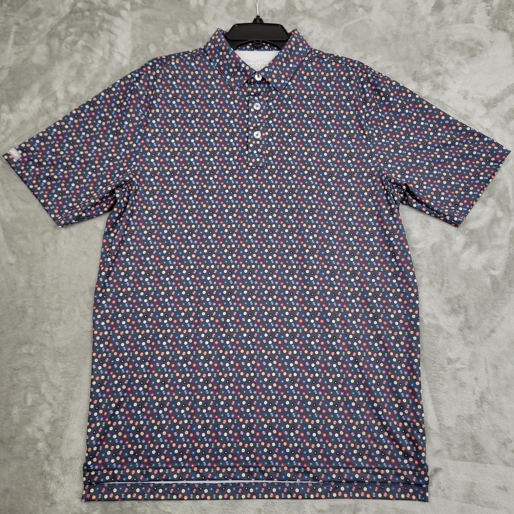 Straight Down Mens Medium Golf Polo Short Sleeve Pool Table Balls All Over Print